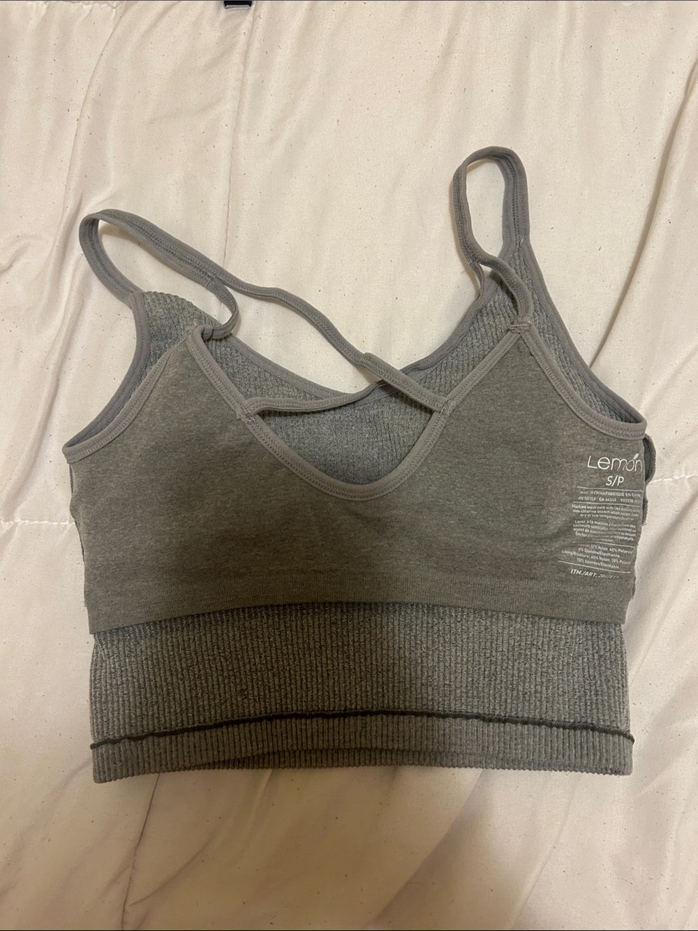Lemon Grey Ribbed Scoop Bralette - Picture 4 of 5
